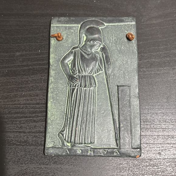 Ancient Greek Meditating Minerva Wall Tablet Bass Relief Terracotta Sculpture - Picture 1 of 6